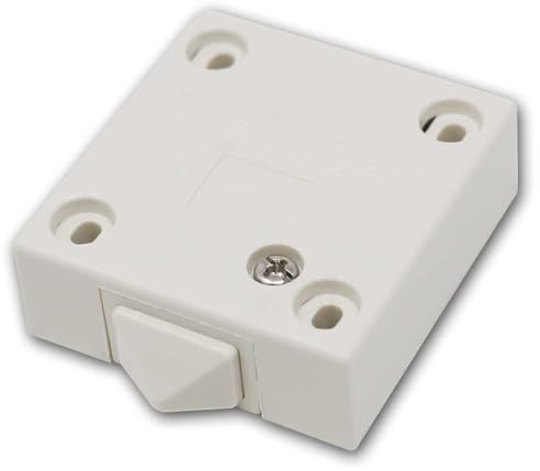 Türkontaktschalter für Möbelbeleuchtung – LED Tür-Druckschalter 230V/2A, 1-polig, weiß, eckig – Automatischer Ein/Aus Schalter für Schrank & Vitrine