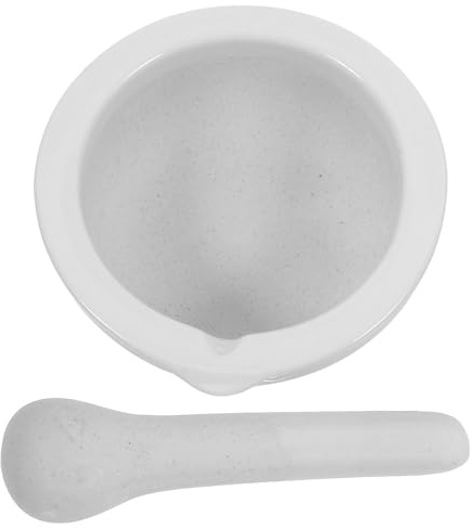 Mini Mortier et Pilon en Céramique Beige 200ml Résistant | Laboratoire Cuisine, Design Ergonomique, Corrosion Résistante, avec Pilon Assorti pour Étudiants et Chercheurs