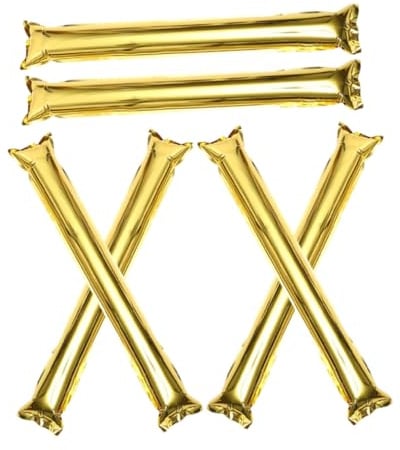 DIYEAH 6pcs Gold Inflatable Cheering Sticks Noise Makers for Sports Events Concerts and Parties, Lightweight Plastic Cheer Noise Sticks for Team Spirit and Event Support