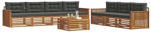 vidaXL Outdoor-Sofagarnitur mit Kissen 8 pcs Natur und Anthrazit, Gartenlounge, modernes Outdoor-Sofa-Set, langlebige Terrassenmöbel, Bequeme Sitzmöglichkeiten