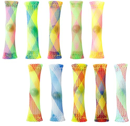 Gaomumu 10PCS Marble Mesh Fidget Toys, Durable Plastic Tube Sensory Stress and Anxiety Relief Focus Toy, Fun Bendable Gadgets Perfect for School, Office (Multicolour)