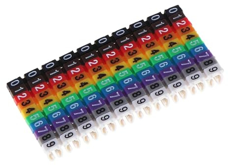 Qianly Anschlussklemmen, Digitale Nummerierungsröhrchen, Farbige Kabelbinder, Drahtnummerierungsetiketten für Netzwerkkabel Im Büro, 6 bis 7.5 Mm