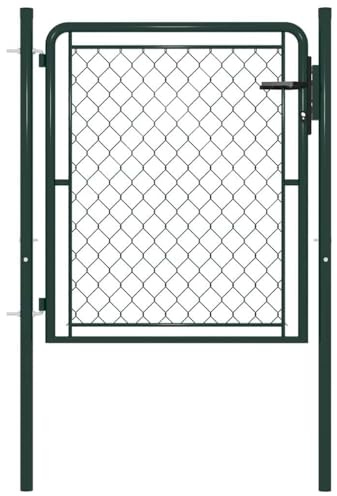 Nqyjm Puerta de jardín exterior de acero 100 x 100 cm, color verde, para jardín, patio, terraza, jardín delantero