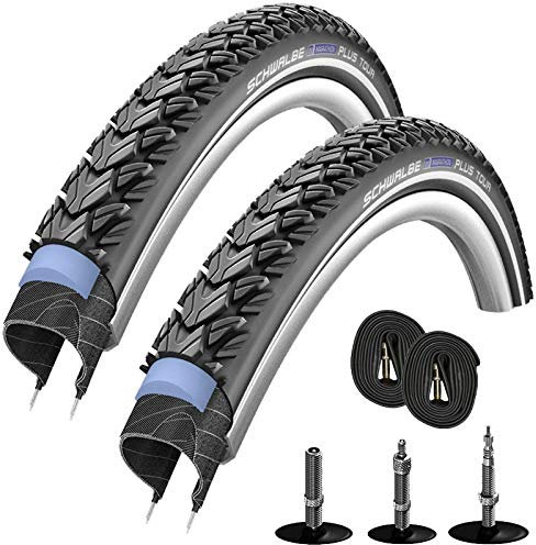 SCHWALBE Marathon Plus Tour 26 (50-559) 2 Stück Fahrradreifen, Set für Mountainbike + 2 Schläuche DV 13