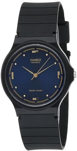 Casio Men's MQ76-2A Black Resin Quartz Watch with Blue Dial