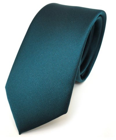 TigerTie schmale Krawatte in grün dunkelgrün uni fein Rips - 100% Polyester Binder