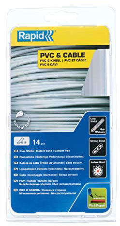 Rapid Heißklebesticks für PVC und Kabel, 14 Klebesticks 190mm Länge, Spezialkleber, Heißkleber für Heißklebepistole 11mm, 12mm