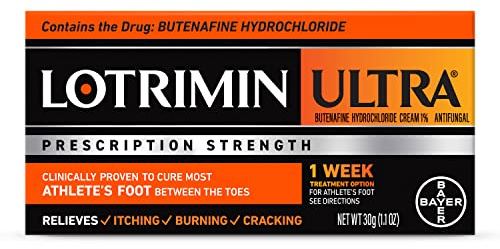 Lotrimin Ultra 1 Week Athlete's Foot Treatment, Prescription Strength Butenafine Hydrochloride 1%, Cures Most Athlete’s Foot Between Toes, Cream, 1.1 Oz