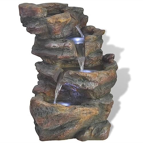vidaXL Zimmerbrunnen LED Polyresin Springbrunnen Wasserspiel Gartenbrunnen