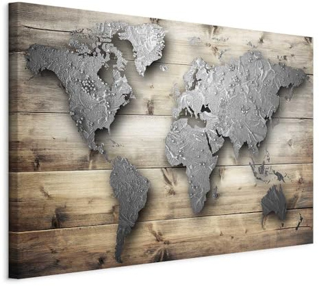 murando - Pinnwand Kontinent Landkarte Karte, 90x60 cm, Geschenkidee, Büro | Kombiniert Pinnwand und Wandbild, praktisch und dekorativ, ideal fürs Büro oder Wohnzimmer, inspirierend, langlebig, stilvoll