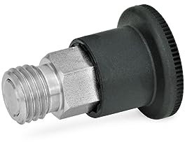 Ganter Normelemente GN 822.7-10-M16-C 7-10-M16-C-Rastbolzen | Kleine Ausführung, schwarz, Gewinde d2: M16