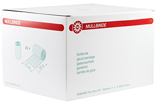 20 x NOBAMED Mullbinde Baumwolle 10 m, Größen:12 cm