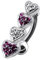 Monster Piercing Bauchnabelpiercing Four Hearts Link Reverse Bar 925 Sterling Silber Bauchnabelpiercing Piericng, Kristall, zirkonia
