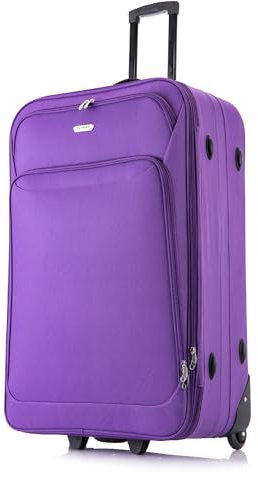 FLYMAX 26 Medium Suitcase Lightweight Luggage Expandable Hold Check in Travel Bag on Wheels Purple 69L