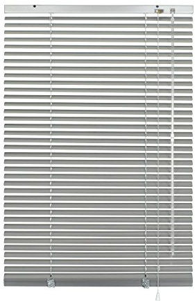 Deco Company Alu-Jalousie ohne Bohren, Zum Klemmen, Inkl. Klemmträgern, Sichtschutz, Lichtschutz, Blendschutz, Aluminium-Jalousie, Silber, 130 x 175 cm