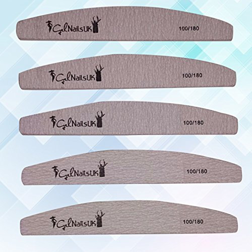 Gelnailsuk 5pcs Grey Nail Files Buffer Sanding 100/180 Grit Zebra Moon Emery Board Nail Art Tips Manicure Pedicure