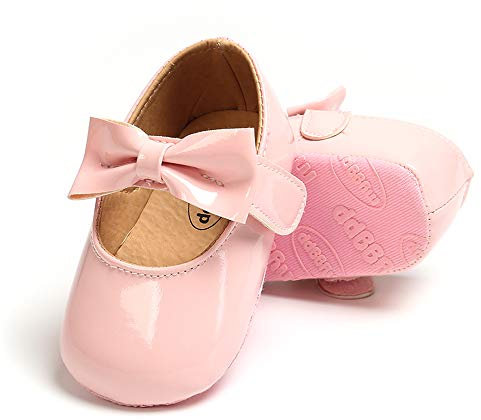 RVROVIC Baby Girls Ballerina Mary Jane Flats Toddler Girl Princess Dress Shoes Soft Infant Crib Shoes(12-18 Months Toddler,2-Pink)