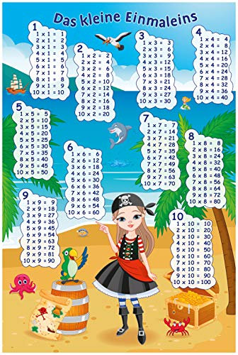 Poster Das kleine Einmaleins mit der Piratin - Größe 61 x 91,5 cm - Maxiposter