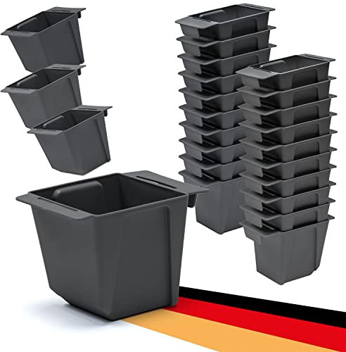 BigDean 24er Set Mini Paletten Blumenkästen - Einsatz - mit Hängesystem zum Einhängen - 10cm klein anthrazit - Pflanzkasten für Europalette Balkonkasten Blumentopf - aus recyceltem PP-Kunststoff