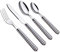 EXZACT Couverts en inox 24 pièces - Motif Vichy de Couleur: 6 x Fourchettes, 6 x Couteaux, 6 x Cuillères, 6 x Cuillère à café (24 x Gris)