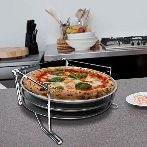 REPLOOD Set Cottura Teglie per Pizze 3 Ripiani Con 3 Teglie Pizza e Supporto Forno in metallo Antiaderente Teglia ∅ 29 Cm