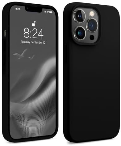 AOTESIER Compatible with iPhone 13 Pro Phone Case, [Military Shockproof Protection] Liquid Silicone Case with [Soft Anti-Scratch Microfiber Lining] Camera & Screen Protection 6.1 inch, Black