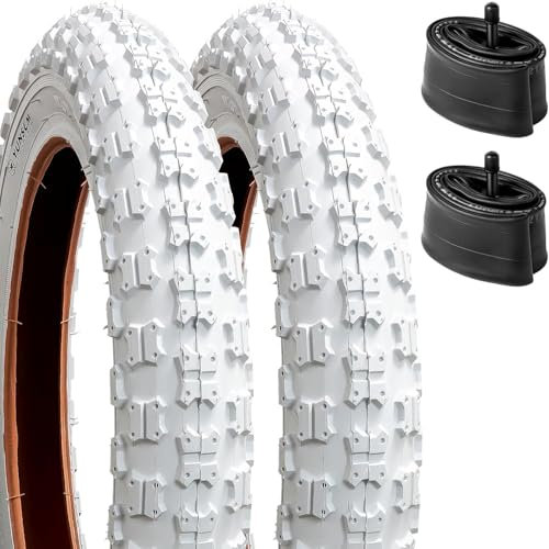 YunSCM 2Pcs Faltbarer weiß 14 Zoll Reifen 14x2.125 Mantel 57-254 Plus 2Pcs 14 Zoll Schlauch AV32mm kompatibel Rennräder Citybikes Kinderräder 14x2.10 14x2.125 14x2.25 Fahrradreifen und schlauche