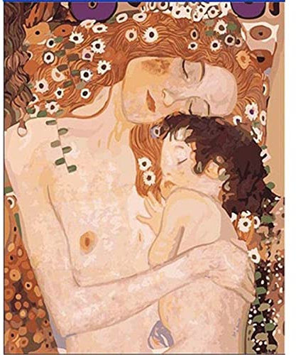 ZHXXFD Peinture Numero Gustav Klimt Amour Maternel sans Cadre,Kits De Peinture par Numéros pour Enfant Adulte,40X50cm DIY Kit De Peinture avec Toile, Pinceaux Et Peinture Acrylique,A21
