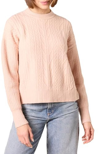 Amazon Essentials Pull À Col Rond Torsadé Moderne Doux Au Toucher (Disponible en Grande Taille) Femme, Rose Blush, L