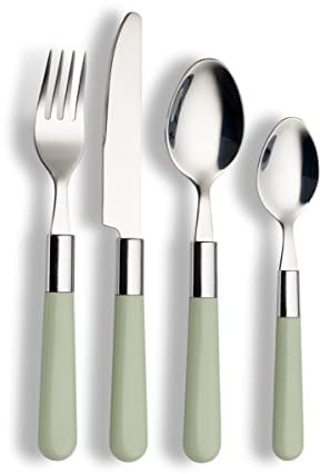 Echtwerk Besteck Set “Bistro“, mit Kunststoffgriffen, Campingbesteck, Picknickbesteck, leichtes Reisebesteck, Outdoor-Besteck für Grillen im Freien, 16-teilig, bis zu 4 Personen, Edelstahl 18/0, Grün