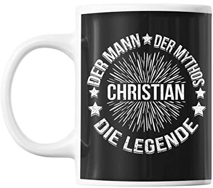 Tasse Vorname Christian | Christian der Mann der Mythos die Legende | Kaffeetasse mit Spruch lustig Fun Tasse Geschenkideen fürs Büro zum Geburtstag Jubiläum Mug Bürotasse