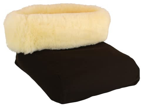 Förster-Fellnest | Premium echt Lammfell Fußtasche Fußwärmer Fußsack | gelbes Fell, Bezug braun