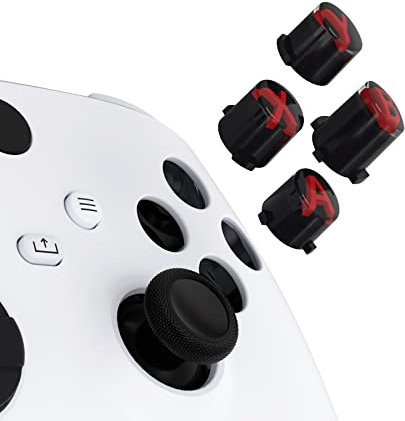 eXtremeRate Ersatz ABXY Knöpfe für Xbox Series X/S Controller, Custom 3-farbig Aktionstasten Klassik Symbol ABXY Tasten für Xbox One S/X/Elite V1/V2 Controller-Schwarz&Transparent&Rot