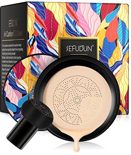 BB Cream, CC Cream, CC Foundation Creme mit Pilz Luftkopf CC Kissen Foundation Vollständige Abdeckung für makelloses Make-up, auch Hauttöne (natürlich)