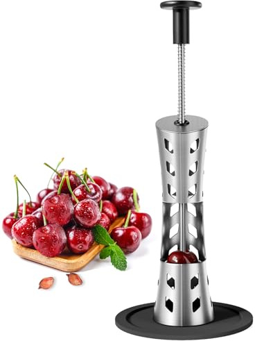 Newness Cherry Pitter, Premium Cherry Pitter Remover Tool, 304 Stainless Steel Cherry Seed Remover, Durable Cherry Stoner Fruit Pit Corer Deseeder Kitchen Tool, Press Type, More Labor Saving
