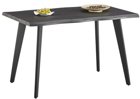 TUKAILAI Esstisch Holz 120cm, Küchentisch mit Wellenförmige Kante und Metallbeinen, Moderner Rechteckiger Esszimmertisch für 4-6 Personen, Tisch Wohnzimmer Frühstückstisch für Küche Esszimmer, Braun