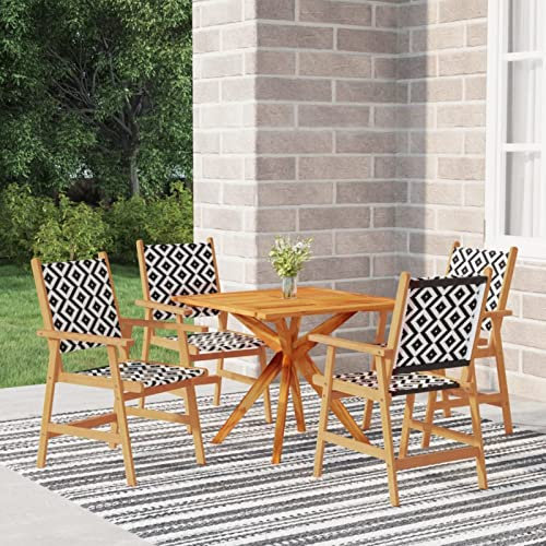 Yolola 5-TLG.Gartenmöbel Set Holz Garten Essgruppe Sitzgruppe Gartenmöbel Sitzgarnitur Set Gartentisch mit 6 Stühle Gartengarnitur Balkonmöbel Set Massivholz Akazie#