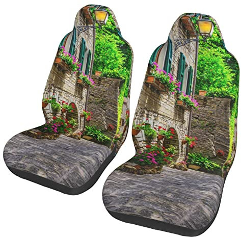 BONDIJ Italien Street Autositzbezüge, 2 Stück, weich, dünn, für Auto, Limousine, SUV, LKW, Autozubehör