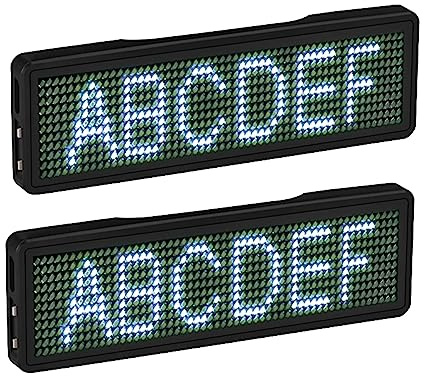 reamhome 2 x Bluetooth-LED-Namensschild, wiederaufladbar, zum Selbermachen, programmierbar, Scrolling-Nachrichtenbrett, Anzeige, LED, Typ 5