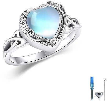 Mondstein Urnenring für Asche Sterling Silber Filigrane Ascheringe Einäscherungsring Gedenkandenken Urnen Schmuck Geschenk für Frauen-17