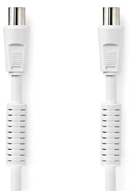 NEDIS Koaxial Kabel | IEC (Coax) Stecker | IEC (Coax) Buchse | Vernickelt | 120 dB | 75 Ohm | 4-fach geschirmt | 5.00 m | Rund | PVC | Weiss | Label