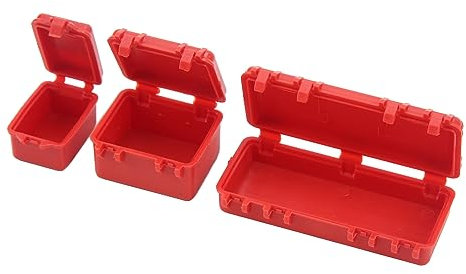 Pssopp RC-Car-Koffer, Kunststoff, 3-teilig, Feines RC-Car-Gepäckbox-Set, Schönes Aussehen, Stark für 1/18 1/24 (Rot)
