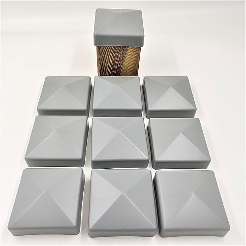 Pack of 10 Fence Post Caps 90 mm Pyramid Cover Cap Grey for Posts 9 x 9 cm (UV Stabilised / Made in Germany)