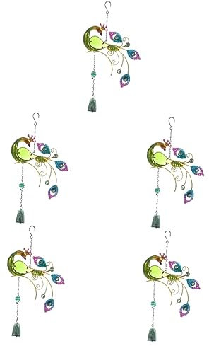 YARNOW 5st Pfau Windspiele Pfau-anhänger Pfau-Garten-anhänger Party Dekorative Verzierung Pfau Hängender Anhänger Hängender Anhänger Für Den Garten Pfauenwindglocke Gemalt Zubehör Eisen