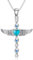 YAFEINI Kreuz Türkis Halskette für Damen 925 Sterling Silber Engel Flügel Kette Kreuz Türkis Schmuck Geschenke für Frauen Mädchen (Türkis Halskette)