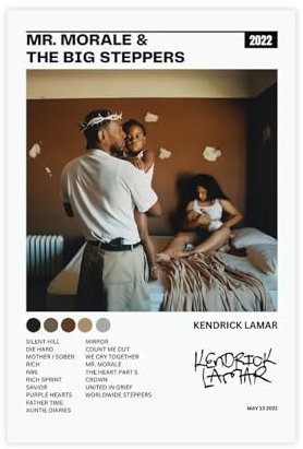 Robnik Kendrick Lamar Mr. Morale & The Big Steppers Album Cover Leinwand Poster Rap Ästhetische Wandkunst für Schlafzimmer Wohnzimmer Schlafsaal Dekoration Geschenk Ungerahmt 30x45cm