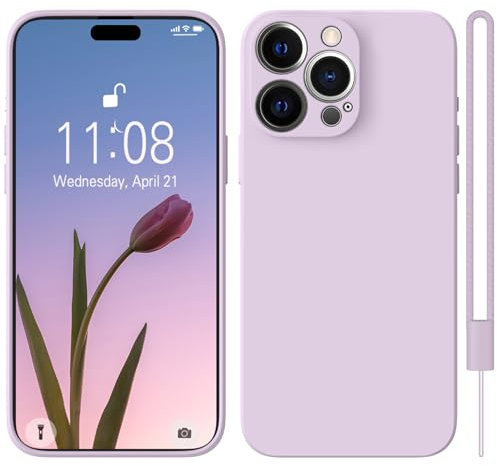 HGH für iPhone 15 Pro Max Hülle Silikon mit 1 Lanyard, Handyhülle für iPhone 15 Pro Max Case Dünne Rundumschutz mit Weichem -Innenfutter Stoßfeste Schutzhülle für iPhone 15 Pro Max 6.7 Lila