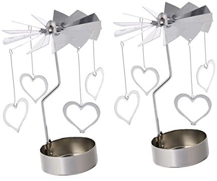 Cabilock 2 STK Liebe Drehende Windmühle Kerze Drehbare Leuchter Drehbare Lichthalter Teelichthalter Zur Hochzeit Urlaubs Party Umlaufend Schmiedeeisen Tisch Rotieren Rostfreier Stahl