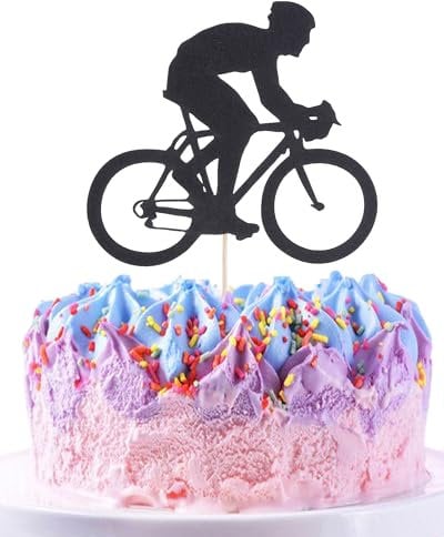 Topper per torta di compleanno a forma di bicicletta, con glitter, per torte fai da te, per feste a tema mountain bike e sport
