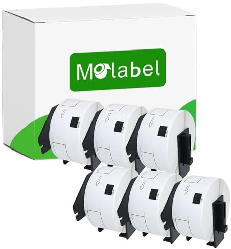 Molabel - 6 Rollen DK-11208 Große Adressetiketten Kompatibel mit Brother, 38mm x 90mm, Brother QL Etikettendrucker